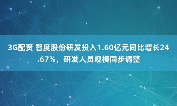 3G配资 智度股份研发投入1.60亿元同比增长24.67%，研发人员规模同步调整