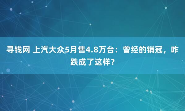 寻钱网 上汽大众5月售4.8万台：曾经的销冠，咋跌成了这样？