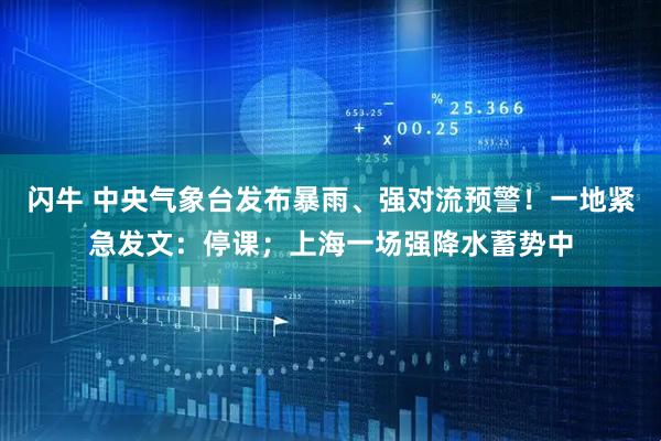 闪牛 中央气象台发布暴雨、强对流预警！一地紧急发文：停课；上海一场强降水蓄势中