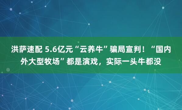洪萨速配 5.6亿元“云养牛”骗局宣判！“国内外大型牧场”都是演戏，实际一头牛都没